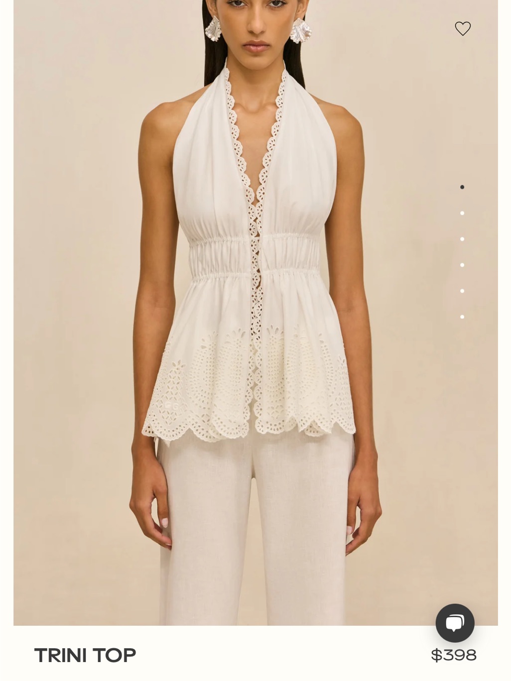 Cult Gaia White Halter Eyelet Peplum Trini Top